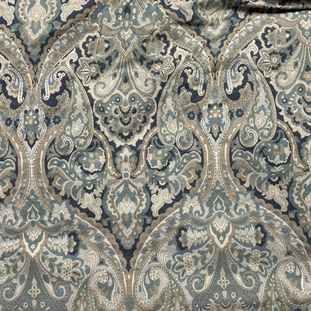 Pottery Barn Duvet Mackenna Paisley Queen Size Blue Green Preppy Cotton